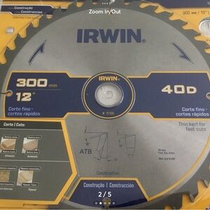 NEW FACTORY SEALED IRWIN 12" 40D CARBIDE TIPPED CIRCULAR SAW BLADE